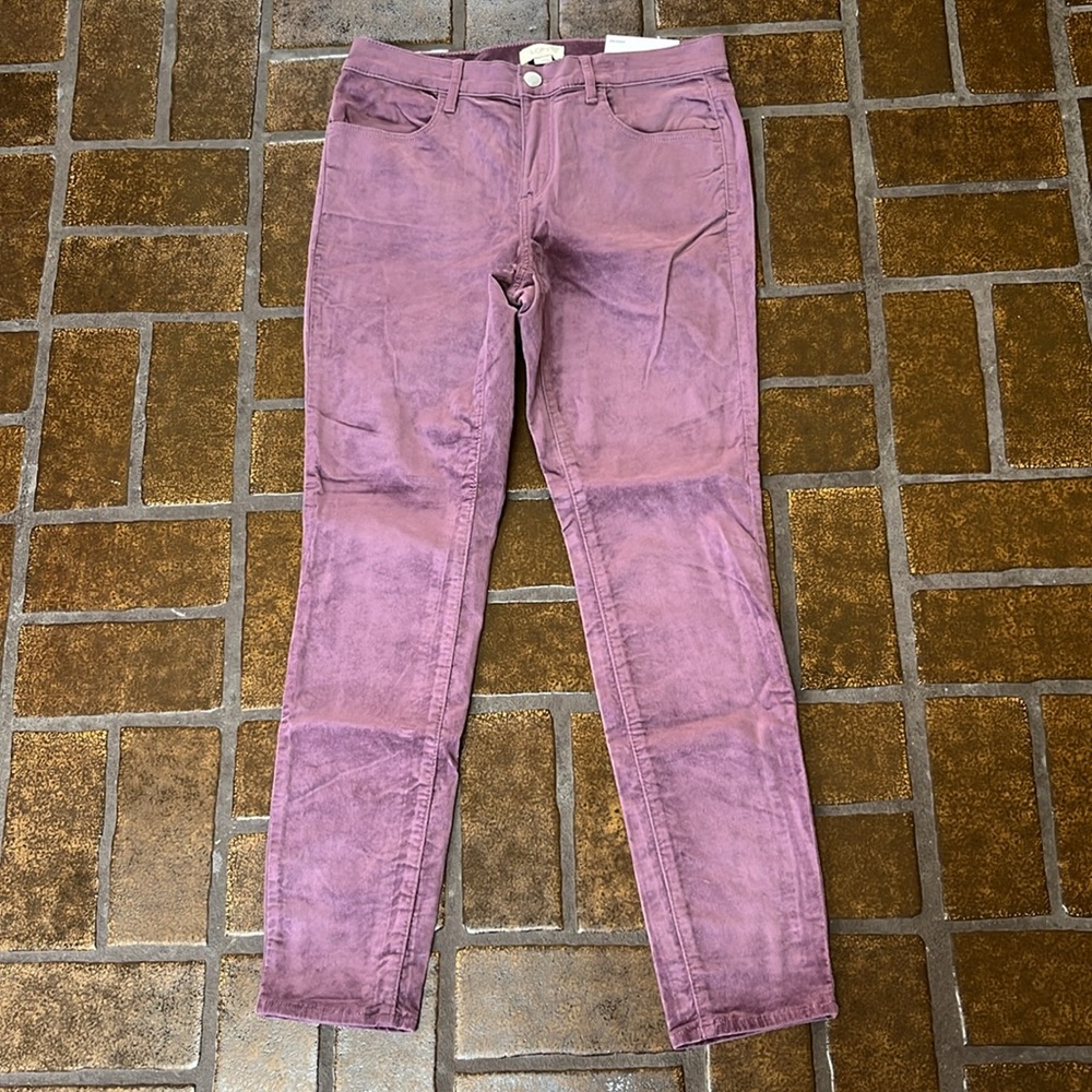 NWT LOFT Outlet Purple Velvet Mid-Rise Skinny Jean